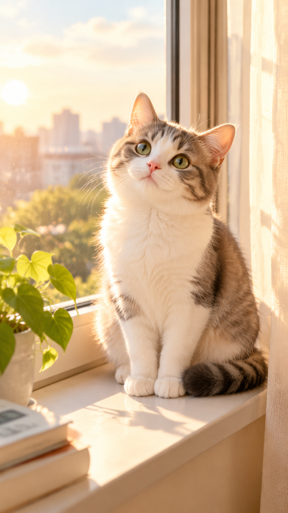 a cute cat sitting o...